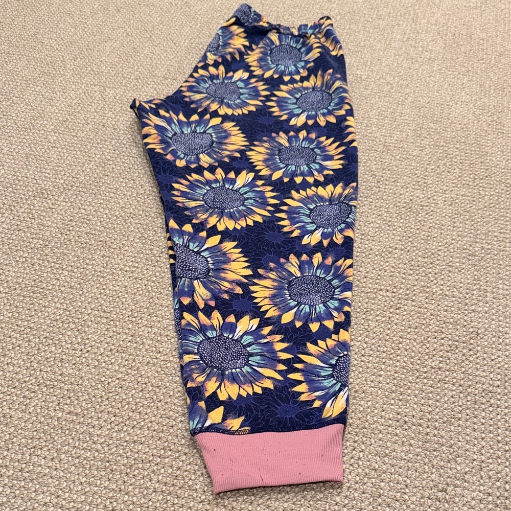 LuLaRoe Blue and Yellow Patterned Joggers